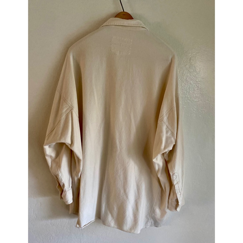 Frank & Eileen McLoughlin Oversized Vintage White Flannel Shirt Jacket M L - Picture 6 of 12